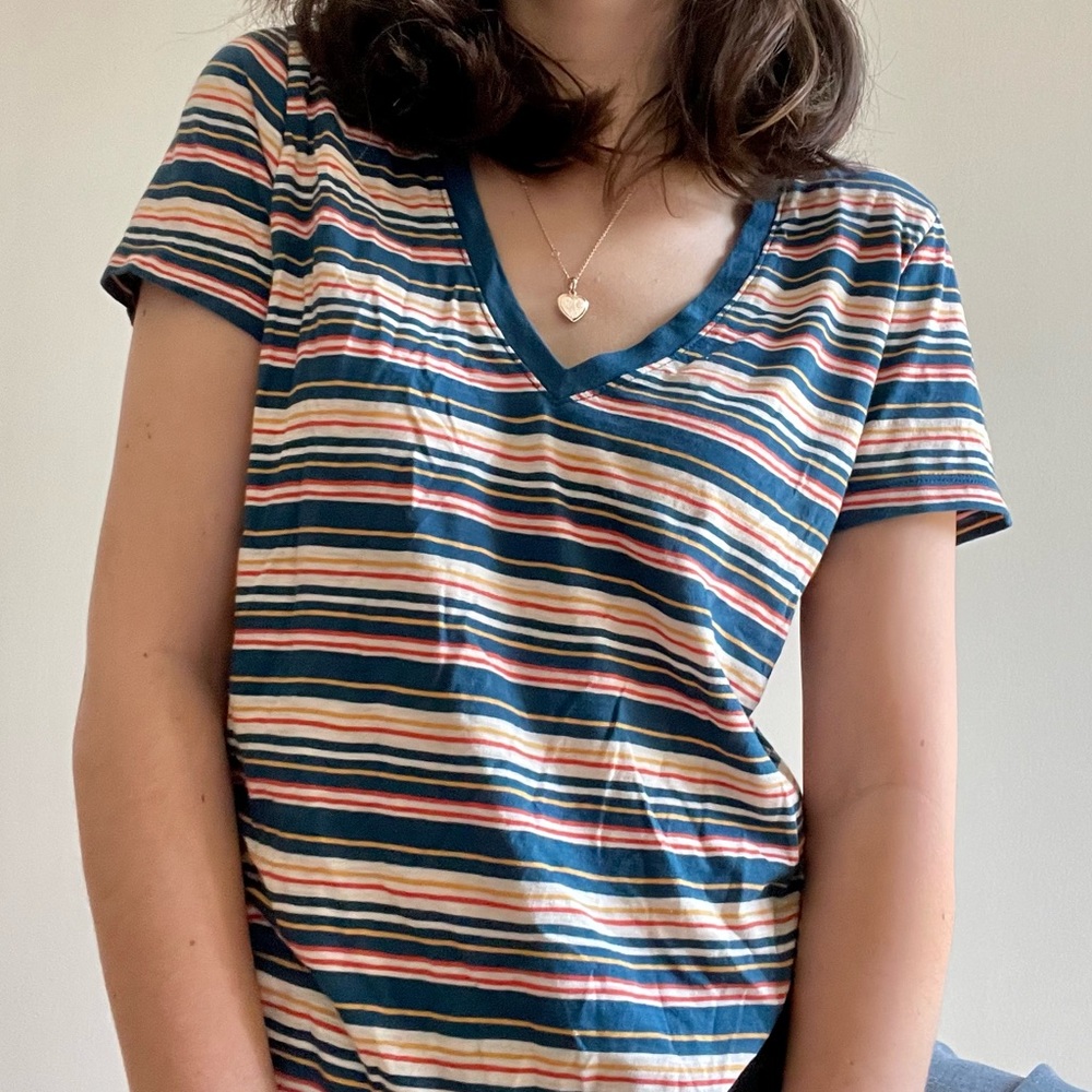 NWOT Madewell Frisbee Stripe V-Neck T-Shirt - S